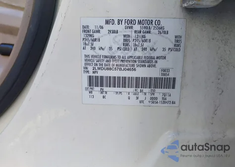 2007 Lincoln Mkx z USA, uszkodzony, nr VIN 2LMDU88C57BJ04656